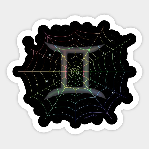 Rainbow Spiderweb Gemini Sticker by HauntedIndigo